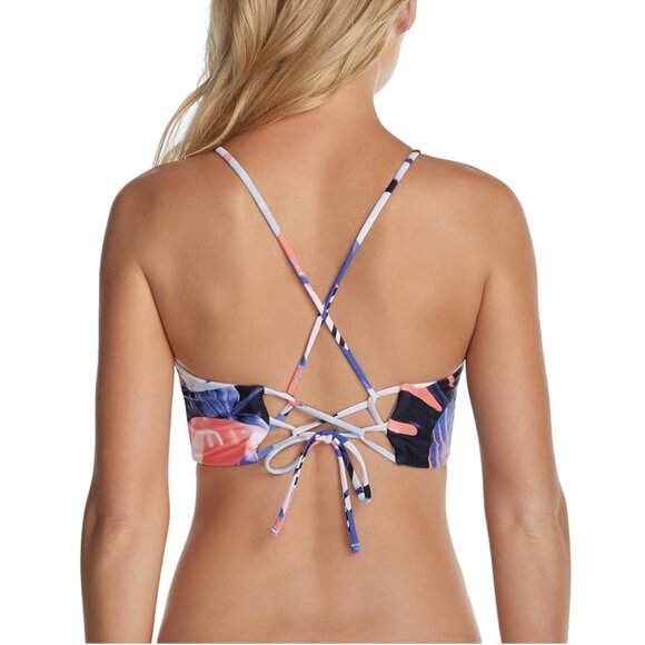 Raisins Juniors' High-Neck Printed Bikini Swim Top, XL NWT - Picture 2 of 3